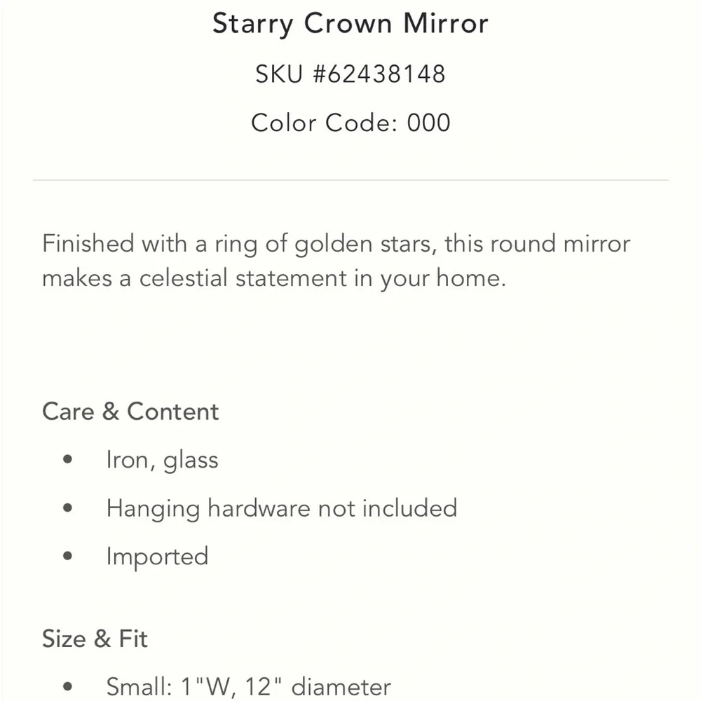 12” Starry Crown Mirror (small) * - Picture 6 of 13
